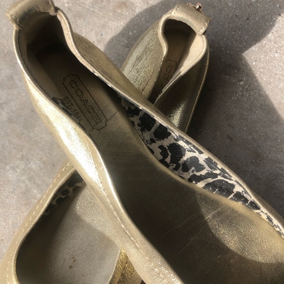 Coach Gold Leather Ballet Flats Size 7 - Picture 5 of 10